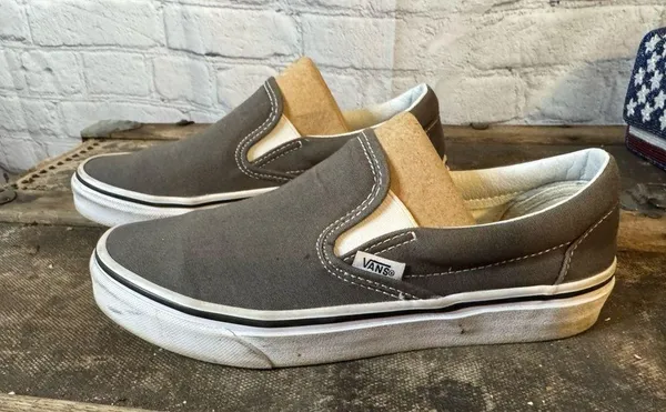 Vans Classic 721565 Slip On Womens Gray Athletic Casual Shoes Sneakers Size 6 - Image 5