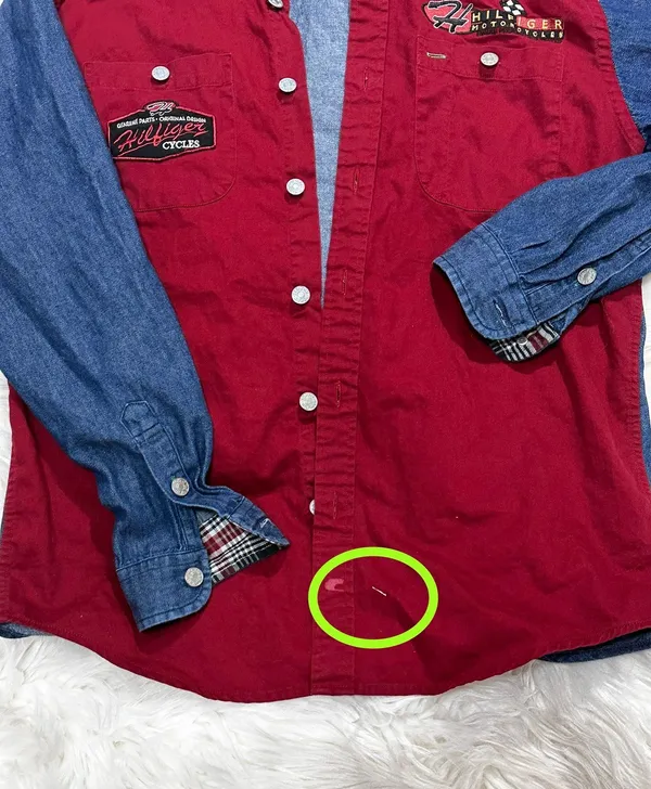 vintage denim jean motorcycles buttondown longsleeve - Image 3