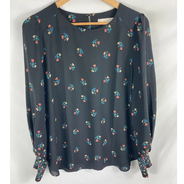 Ann Taylor Loft Flowy Long Sleeve Floral Blouse Size Medium - Image 2