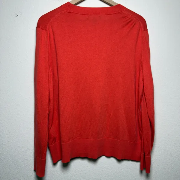 Banana Republic Women Silk Cashmere Sweater XL Red Crewneck Luxury Lightweight - Image 7