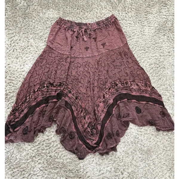 Womens Skirt Free Size Brown Boho Forest Fairy Hippie Floral Festival Maxi Flowy - Image 4