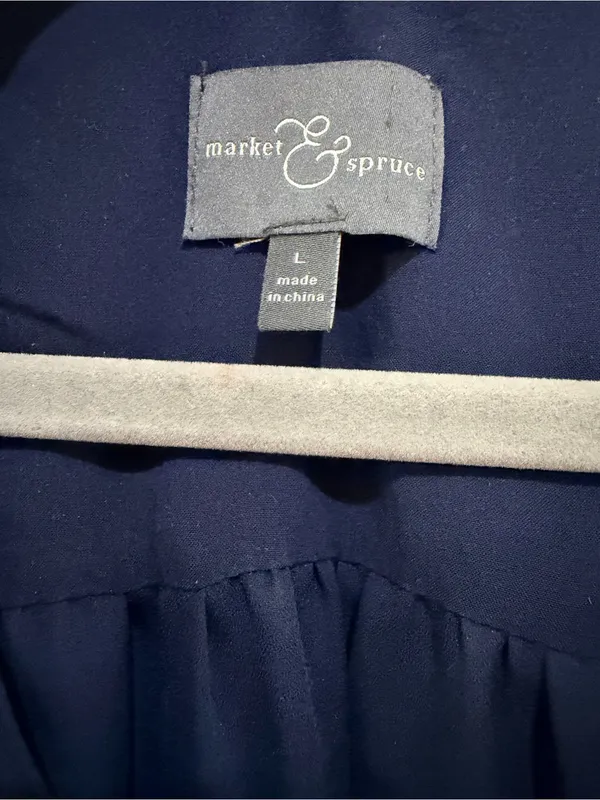 Market & Spruce Navy Blue Embroidered Dress Size L Sleeveless Boho Shift - Image 8