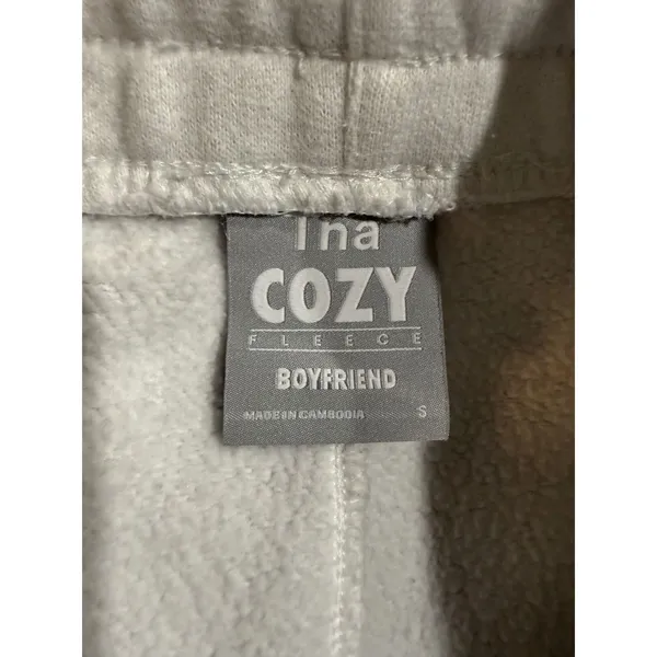 Tna Aritzia Cozy Fleece Boyfriend Shorts‎ White Relaxed Fit Small - Image 5