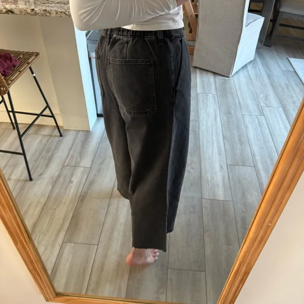 Madewell Black Wide Leg Pull On Pants Elastic Waist Size M - Image 4