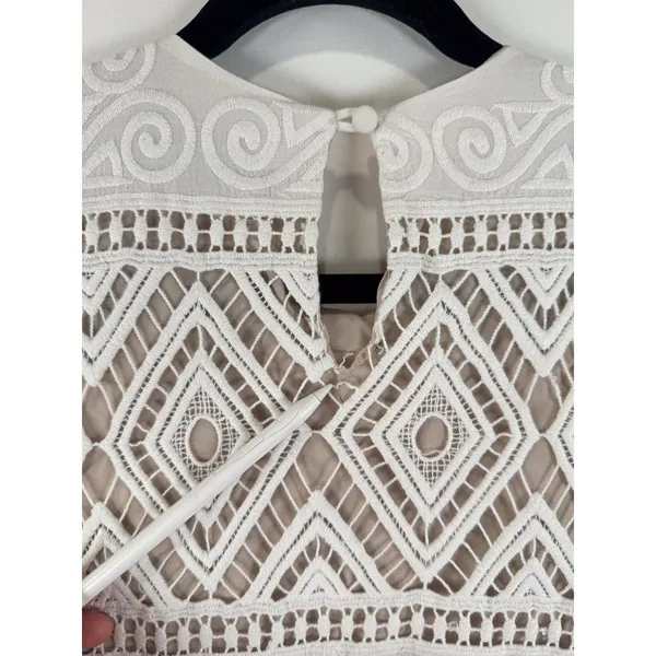 Hunter Bell Womens Top White Crochet Lace Overlay 3/4 Sleeve Blouse Size 4 - Image 11