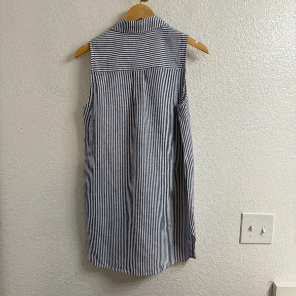 ONIA Striped linen and Lyocell-blend mini shirt dress size small - Image 3