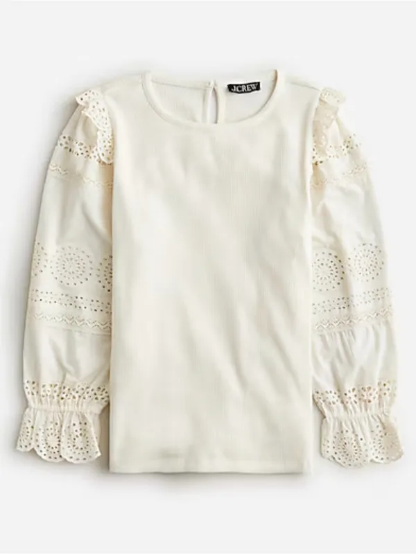 J.Crew Women's Ruffle-Trim Eyelet Top - Image 2