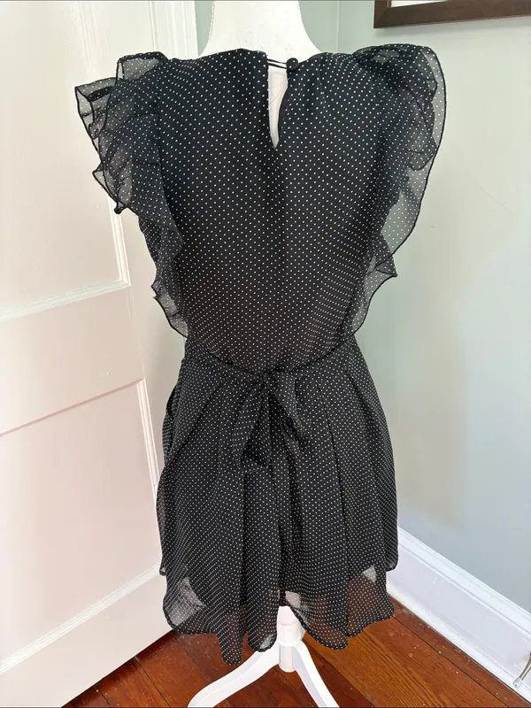 Atmosphere Black Polka Dot Flutter Sleeve Mini Dress Size UK 12 US 8 - Image 4