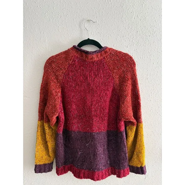 Vintage Heirloom Collectibles Colorblock Cardigan Sweater M Autumn Fall Chunky - Image 4