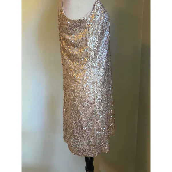 Xhilaration Gold Sequin Mini Dress Sm NWT y2k boho whimsi party formal resort beach dainty S - Image 3