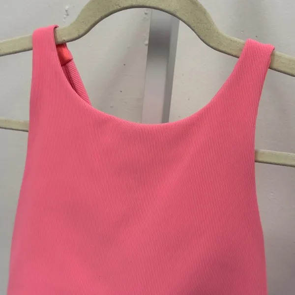 Lululemon Energy Bra High Neck Longline Ribbed Hot Pink W2CKSS Size 8 Athleisure - Image 3