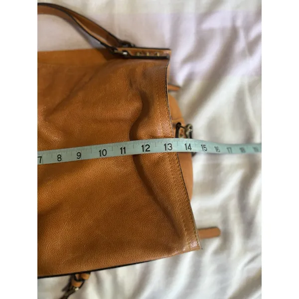 C & C California Leather Bag‎ Satchel Camel Double Strap Zip Brown - Image 11