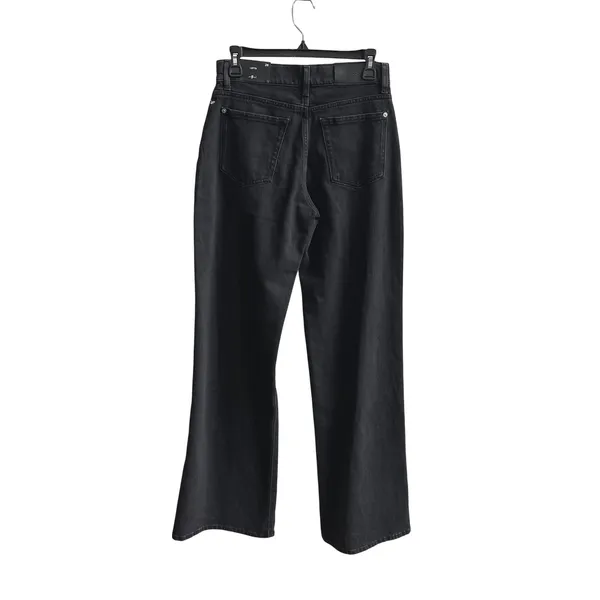7 For All Mankind Lotta Jeans Womens 26 Black Wide Leg Patch Pocket Seamed Denim - Image 6