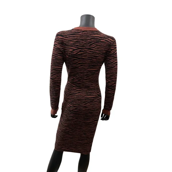 Express x Negin Mirsalehi Zebra Print Knit Midi Dress Brown Black S - Image 3