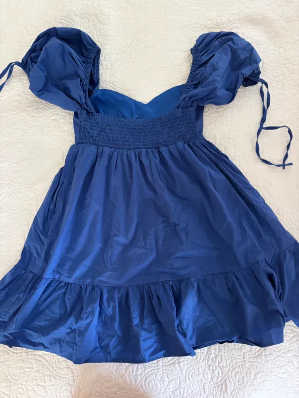 &merci royal blue puff sleeve mini babydoll dress - Image 3