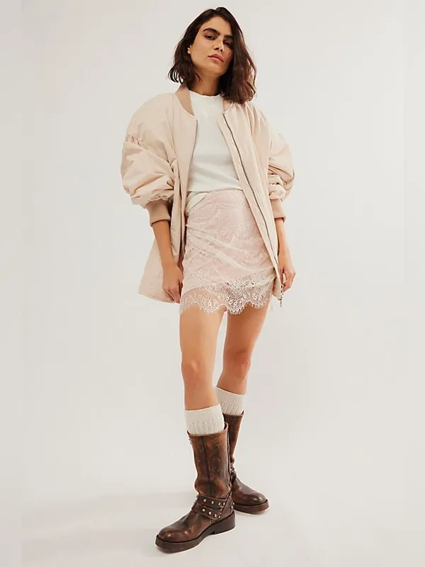 Free People Zoey Lace Mini Skirt Pink/Rose‎ Sz.4 NWT - Image 3