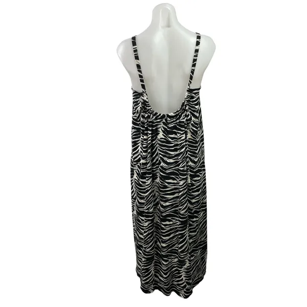 H&M Womens Black Pattered Zebra Print Sleeveless Oversized Maxi Tank Dress Sz S - Image 3