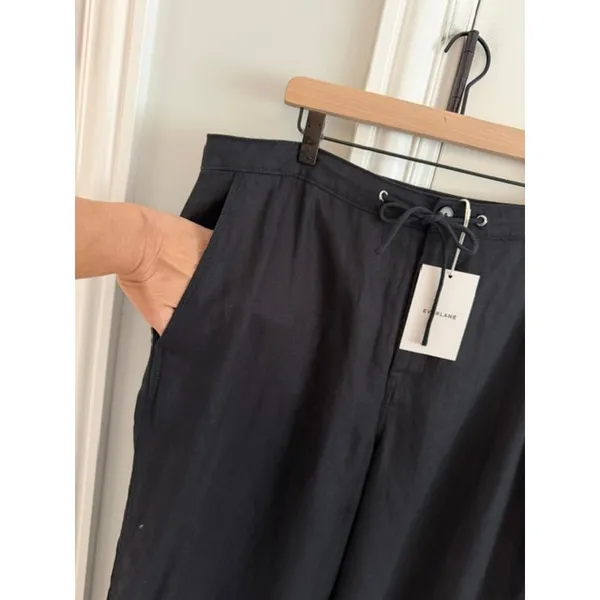 Everlane NWT Wide-Leg Drawstring Linen Pants Black 16R - Image 4