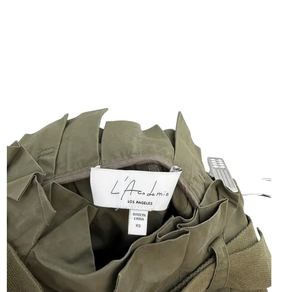 L'Academie The Virgil Pant Olive Green Paperbag Belted Utility Pants Size XS - Image 9