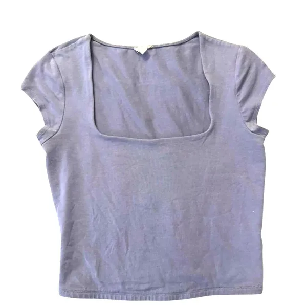 GARAGE Portia Square Neckline T Shirt in English Manor Blue sz. M - Image 4