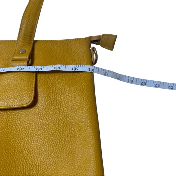 Ora Delphine Eden Leather Tote Bag Mustard Yellow No Shoulder Strap - Image 13