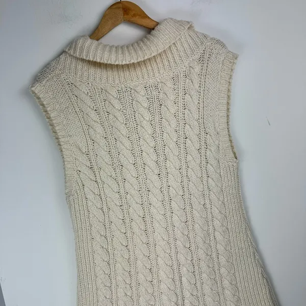 Eddie Bauer Cable Knit Sweater Vest Cardigan Sz Large Wool Blend Button Front - Image 14