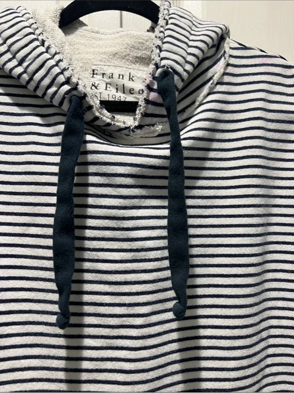 FRANK & EILEEN Blue Kane Striped Capelet Hoodie M - Image 8