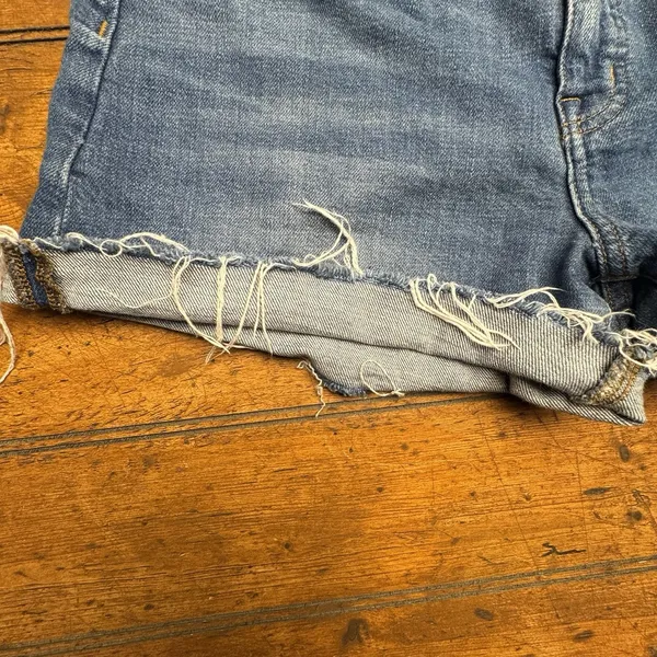 Madewell Blue Denim‎ Relaxed Distressed High Rise Shorts Size 27 - Image 3