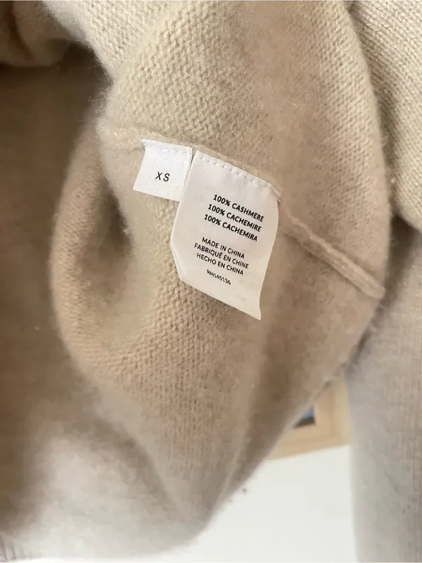 NAADAM Signature Cashmere Cropped Polo Sweater Oatmeal XS - Image 5