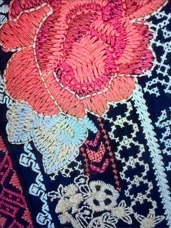 ANDREE BY UNIT Navy Tunic with Coral and Cream Embroidery - Image 3