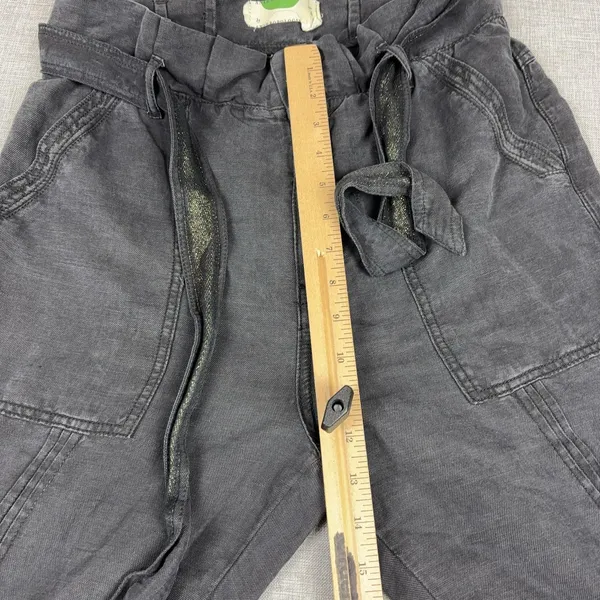 Anthropologie Wanderer Womens 4 Charcoal Gray Linen Paperbag Jogger Pants - Image 4