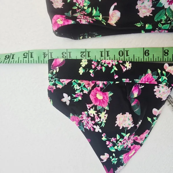 Victoria's Secret 47B Floral Butterfly High Waist Bikini Set Black‎ Pink M / S - Image 7