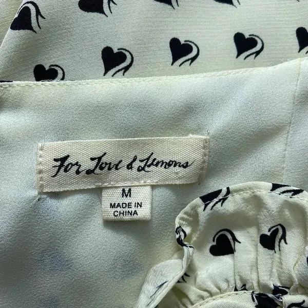 For Love & Lemons Sweetheart‎ Mini Dress Creme Heart Print Size US Medium - Image 12