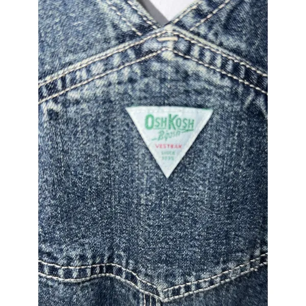 Vintage OshKosh Vestbak‎ Blue Denim Bib Overalls Kids Unisex Size 6 S - Image 5