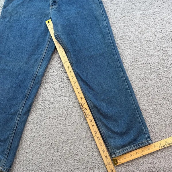 Vintage Eddie Bauer Flannel Lined Jeans 90s High Waisted Blue Denim 27x26 - Image 4