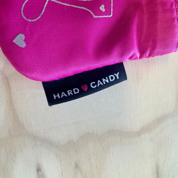 Hard Candy Hot Pink Glasses Wristlet Pouch Rainbow Stripe Lining Zip Case OS - Image 6