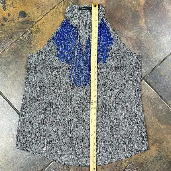 THML Embroidered High V-neck Sleeveless Flowy Blouse M - Image 6