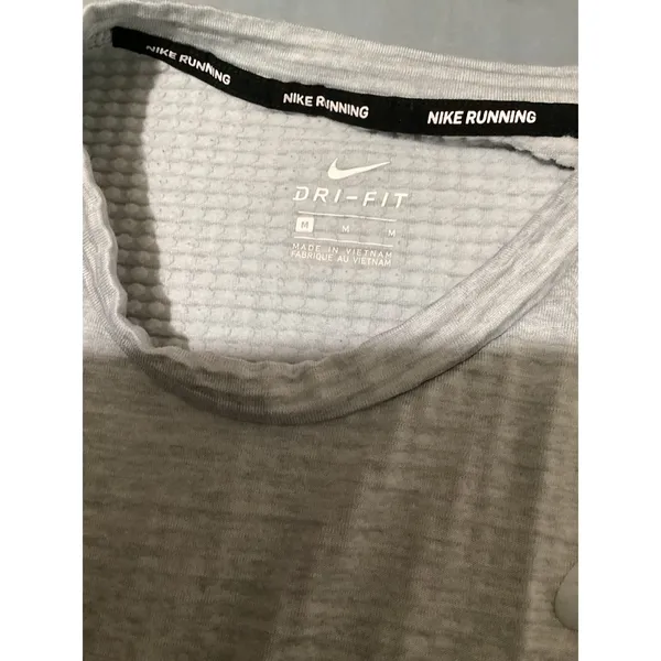 Nike Running Dri-FIT Long Sleeve Shirt Gray Thumbhole Performance Top Womens M - Image 6