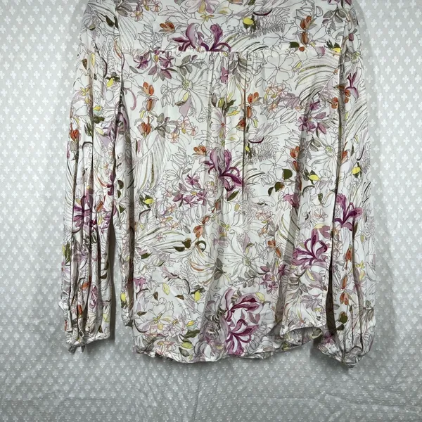 Anthropologie Maeve White Pink‎ Floral Pernille Tie Sleeve Top - Image 5