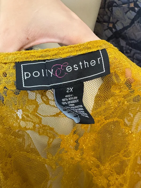 Polly & Esther Golden Yellow Lace Cardigan - Image 6