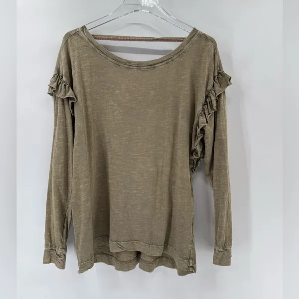 Anthropologie Pilcro Ruffled Open Back Long Sleeves Top in medium‎ - Image 5