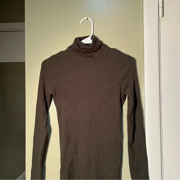 Rocorose Women's Turtleneck Midi Sweater Dress Ribbed Dark Hunter Green‎ Bodycon - Image 2
