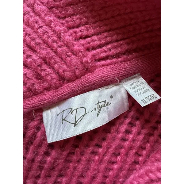 RD Style Women Size XL Chunky Knit Cardigan Sweater‎ Button Cotton Blend Cottage - Image 3