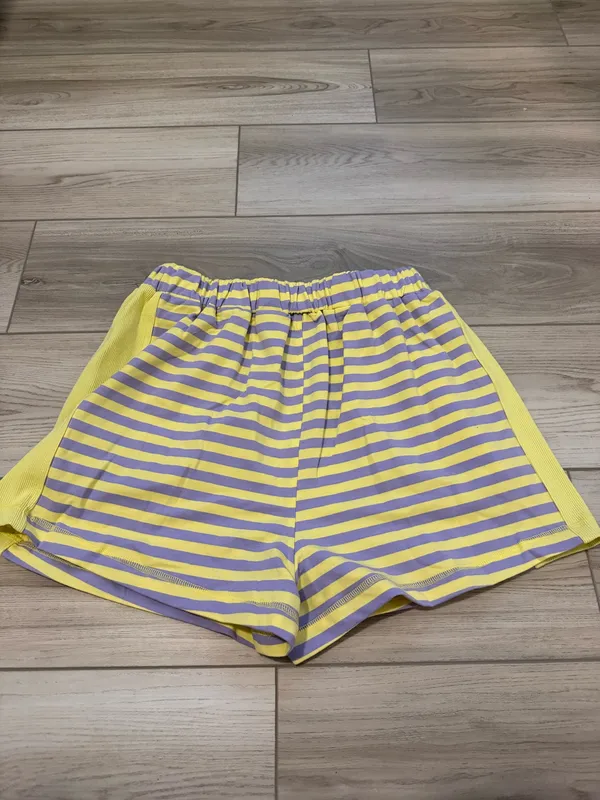 Very J Lavender & Lemon Striped Lounge Shorts - Image 5
