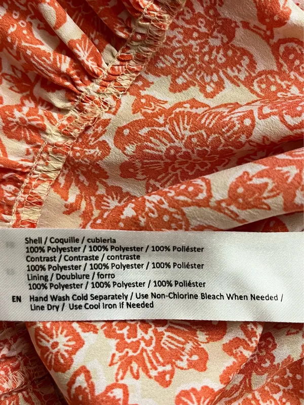 Orange and White Floral Mini Sundress Size Small - Image 6