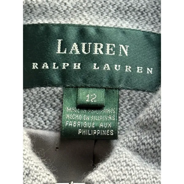 Lauren Ralph Lauren Angora‎ Wool Blazer Women's Size 12 Gray Zip Cropped Jacket - Image 2