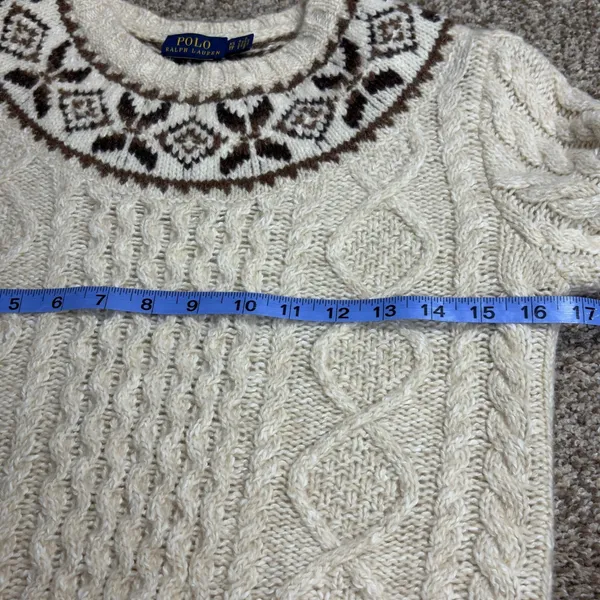 Polo Ralph Lauren Cable Knit Fair Isle Wool‎ Sweater XS Nordic Sample Rare - Image 6