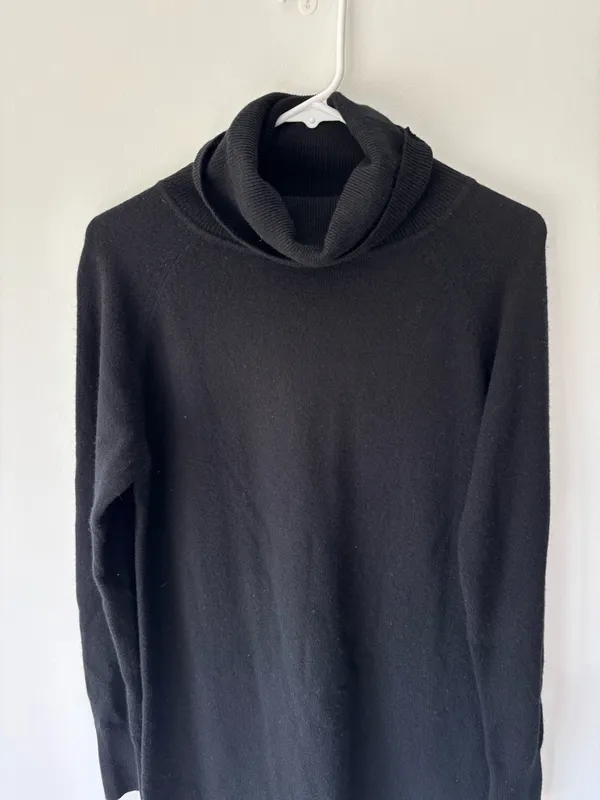 Quince Mongolian Cashmere Black Turtle Neck Sweater Dress Knit Quiet Luxury Cozy - Image 4