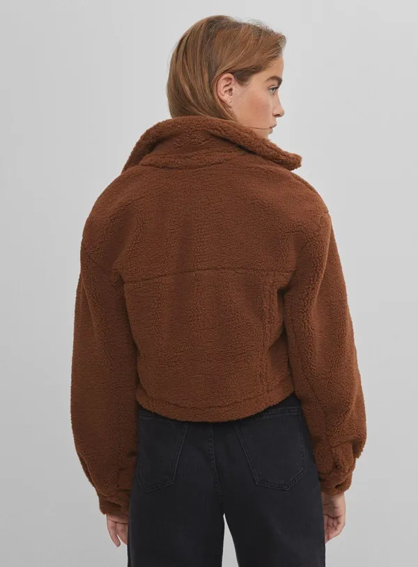new with tags cropped teddy sherpa jacket - Image 5