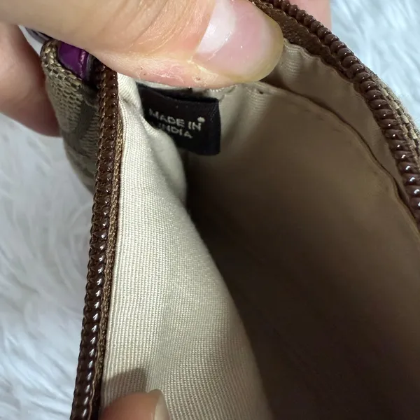 COACH Purple Brown Signature Canvas Wristlet - Image 3